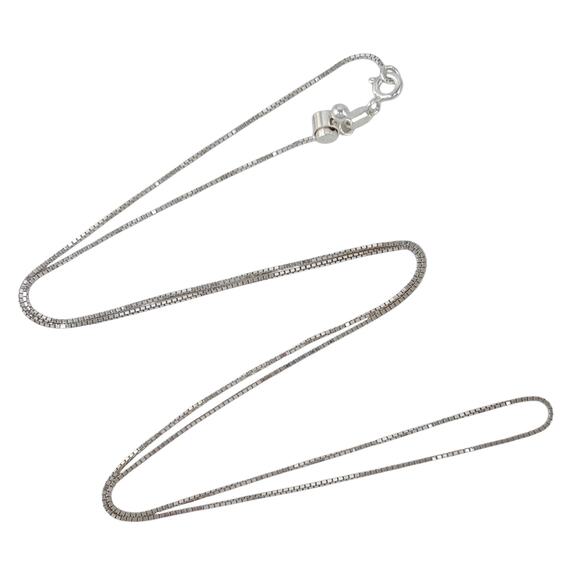 Box Link Chain Necklace | Vintage Sterling Silver 925 | Adjustable up to 22.5" - Picture 1 of 3